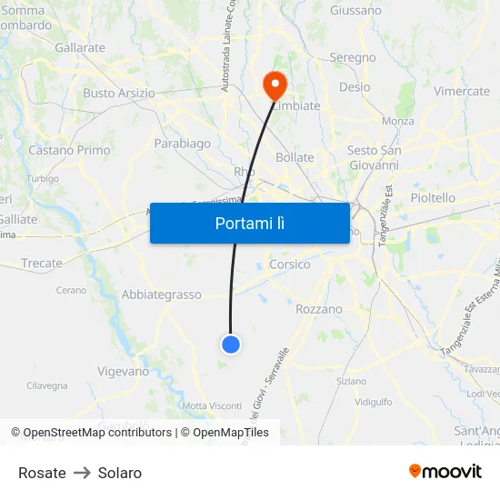 Rosate to Solaro map