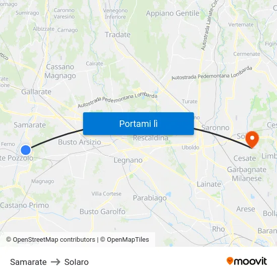 Samarate to Solaro map
