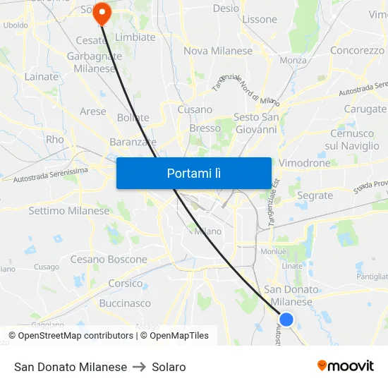 San Donato Milanese to Solaro map