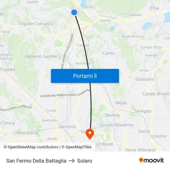 San Fermo Della Battaglia to Solaro map