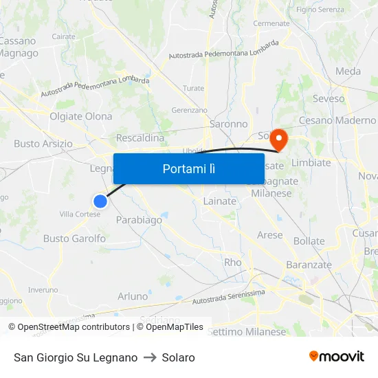 San Giorgio Su Legnano to Solaro map