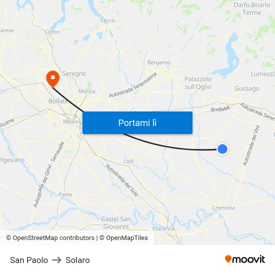 San Paolo to Solaro map