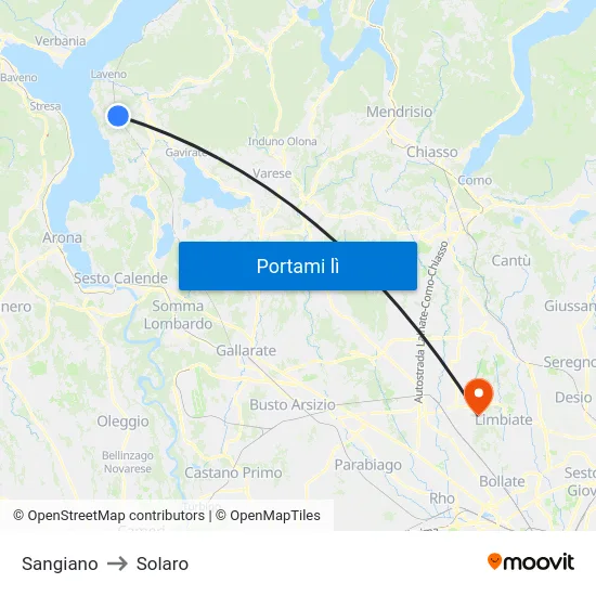 Sangiano to Solaro map