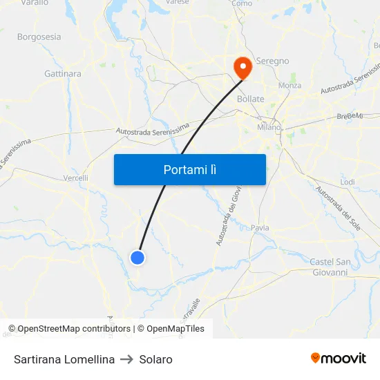 Sartirana Lomellina to Solaro map