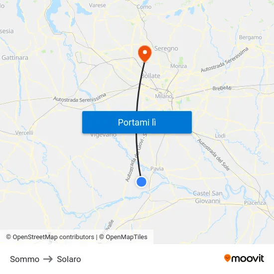 Sommo to Solaro map