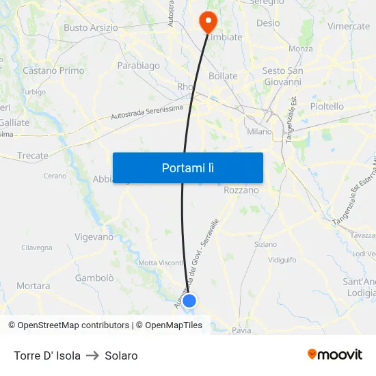 Torre D' Isola to Solaro map