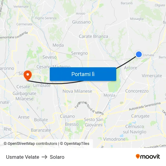 Usmate Velate to Solaro map