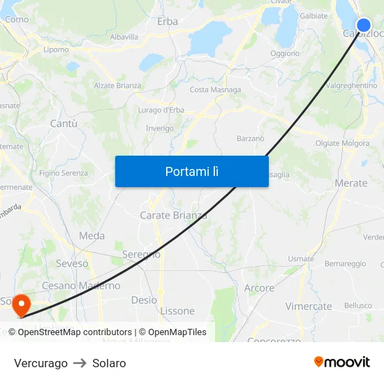 Vercurago to Solaro map