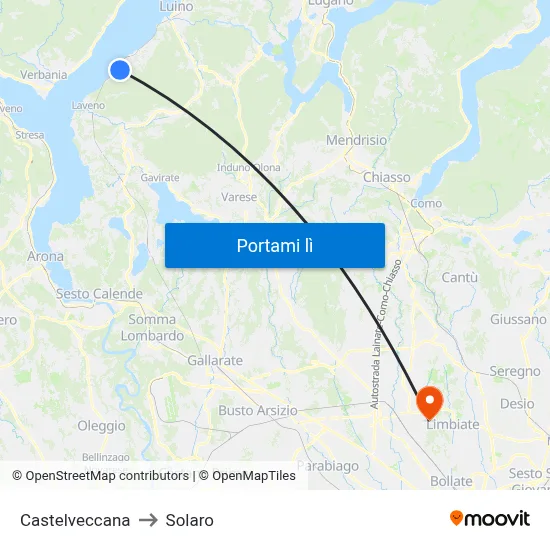 Castelveccana to Solaro map