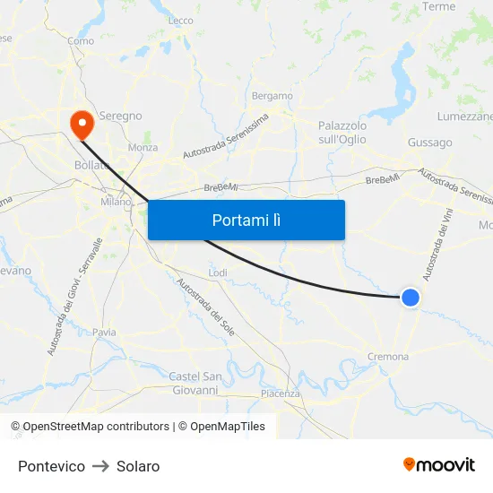 Pontevico to Solaro map