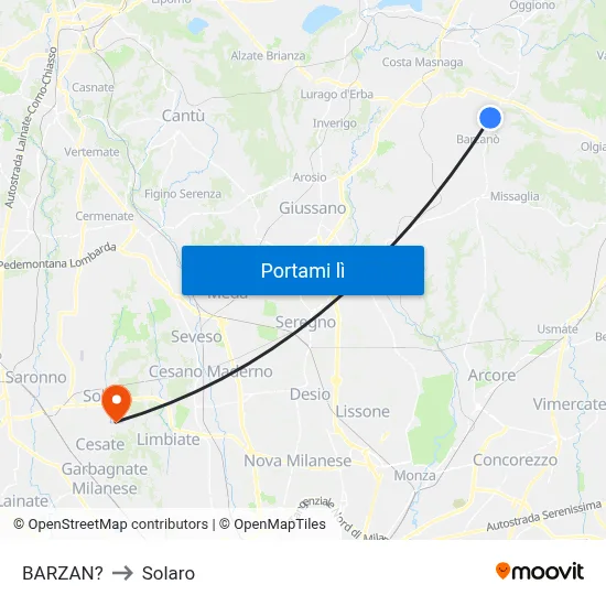BARZAN? to Solaro map