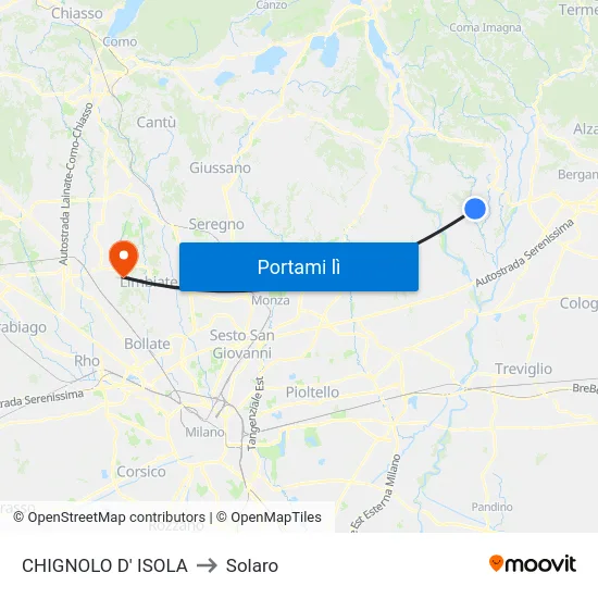 CHIGNOLO D' ISOLA to Solaro map