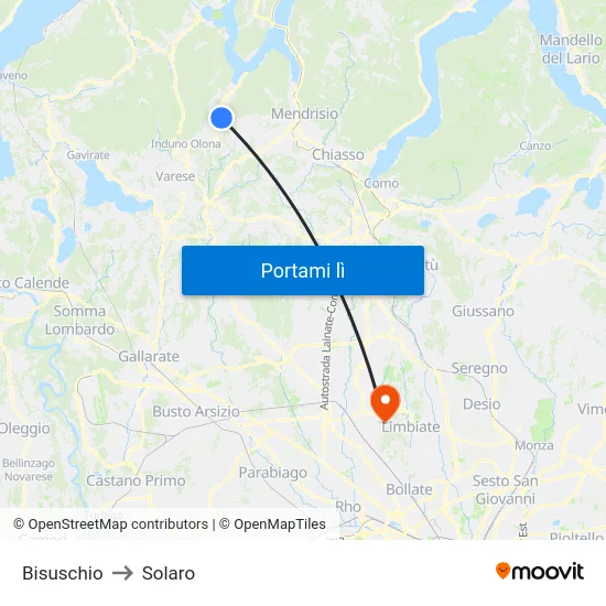 Bisuschio to Solaro map