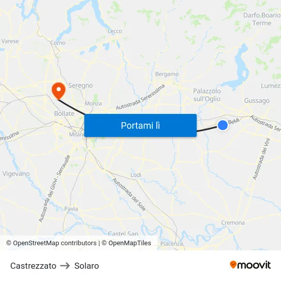 Castrezzato to Solaro map