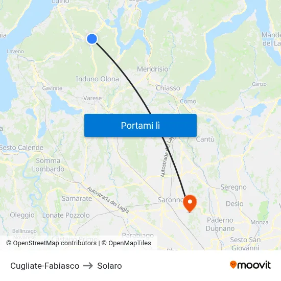 Cugliate-Fabiasco to Solaro map
