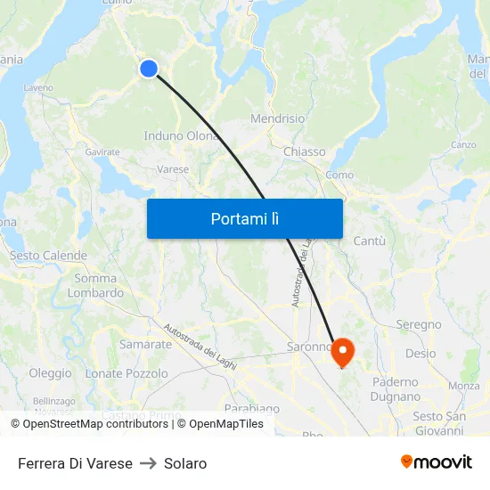 Ferrera Di Varese to Solaro map