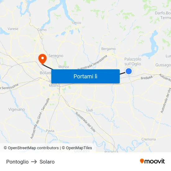 Pontoglio to Solaro map
