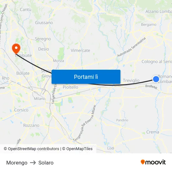 Morengo to Solaro map