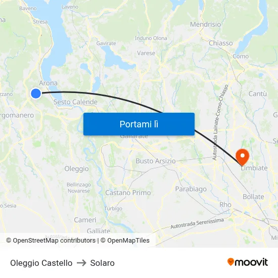 Oleggio Castello to Solaro map