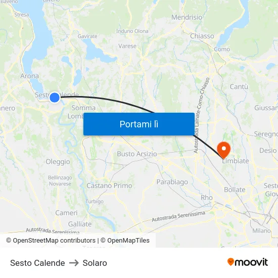 Sesto Calende to Solaro map