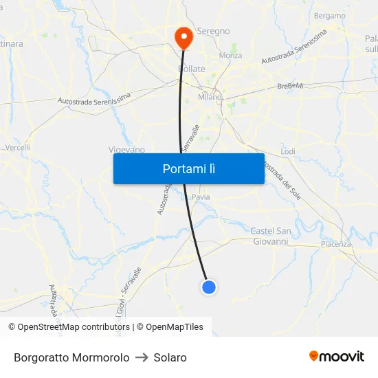 Borgoratto Mormorolo to Solaro map