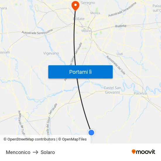 Menconico to Solaro map