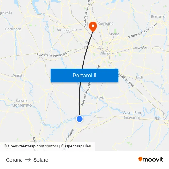 Corana to Solaro map