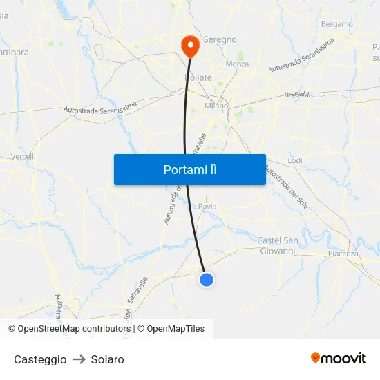 Casteggio to Solaro map