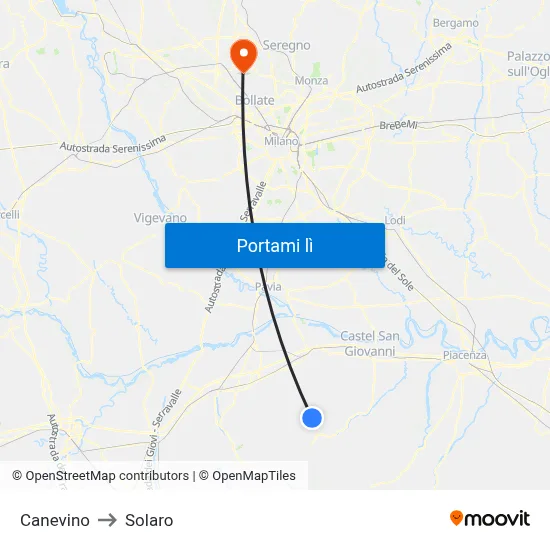 Canevino to Solaro map