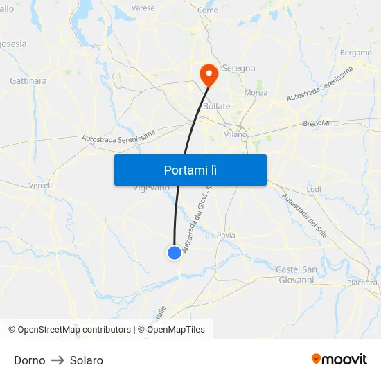 Dorno to Solaro map