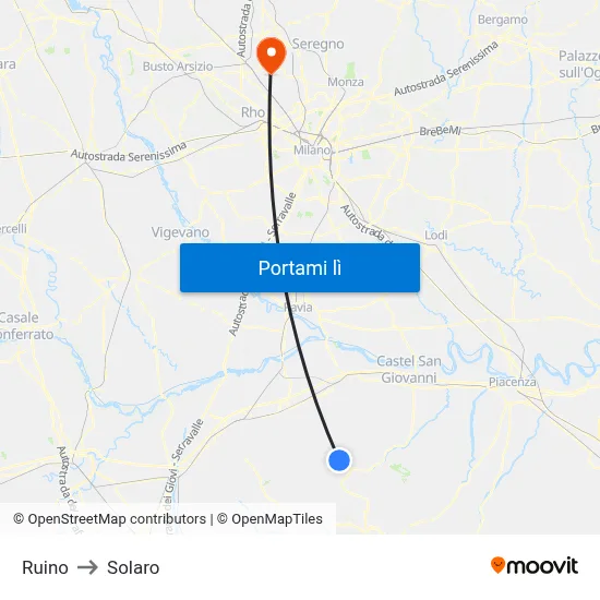 Ruino to Solaro map