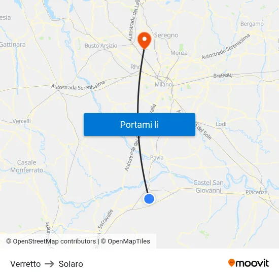 Verretto to Solaro map