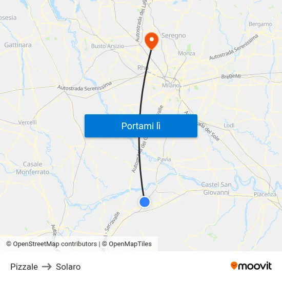 Pizzale to Solaro map
