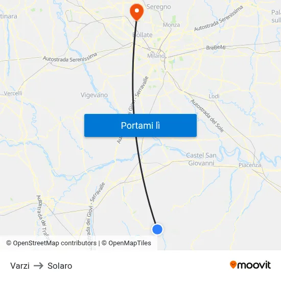 Varzi to Solaro map