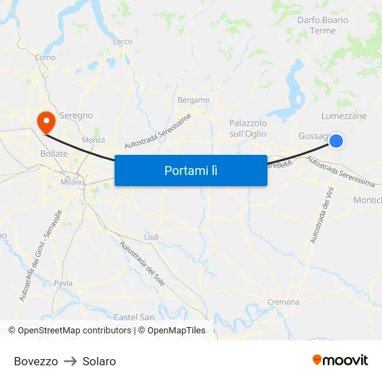 Bovezzo to Solaro map