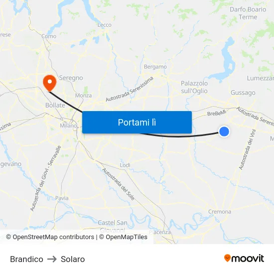 Brandico to Solaro map