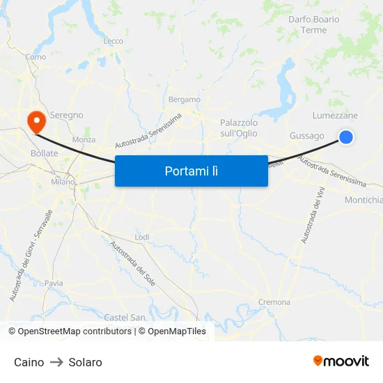 Caino to Solaro map