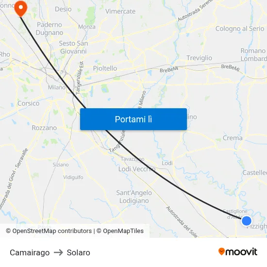 Camairago to Solaro map
