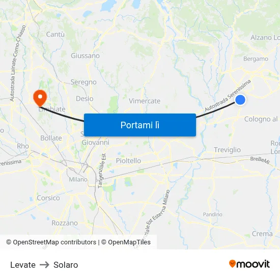 Levate to Solaro map
