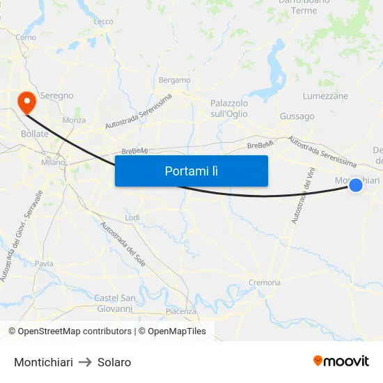 Montichiari to Solaro map