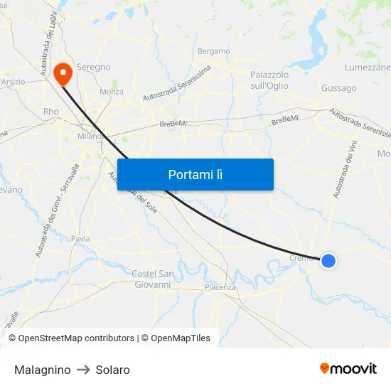Malagnino to Solaro map