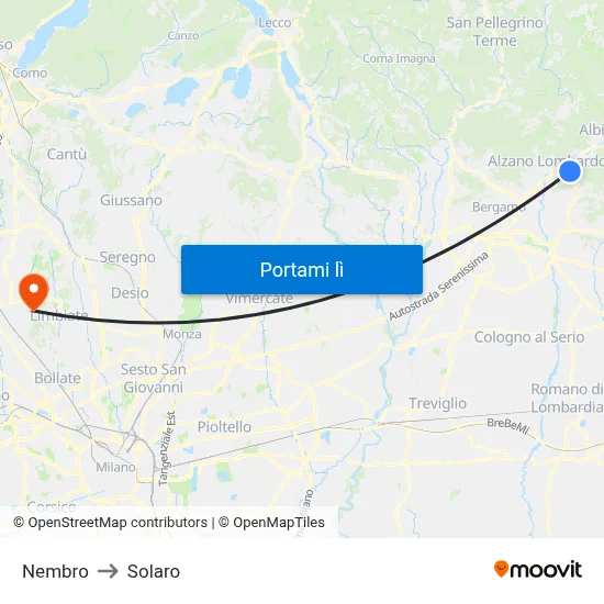 Nembro to Solaro map