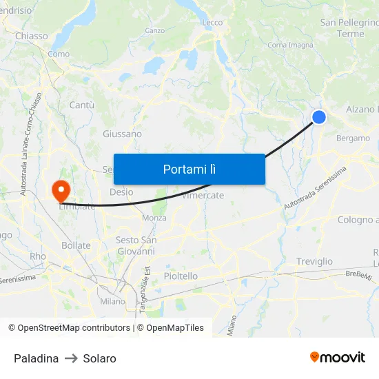 Paladina to Solaro map