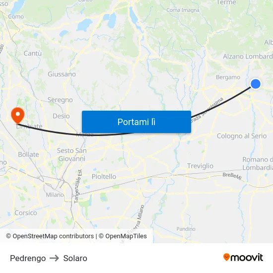 Pedrengo to Solaro map