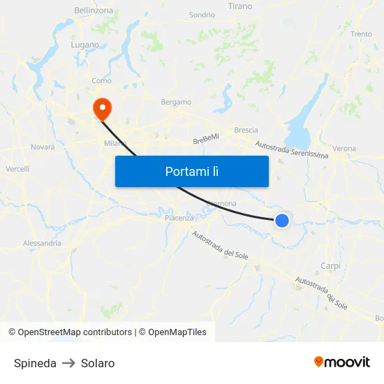 Spineda to Solaro map