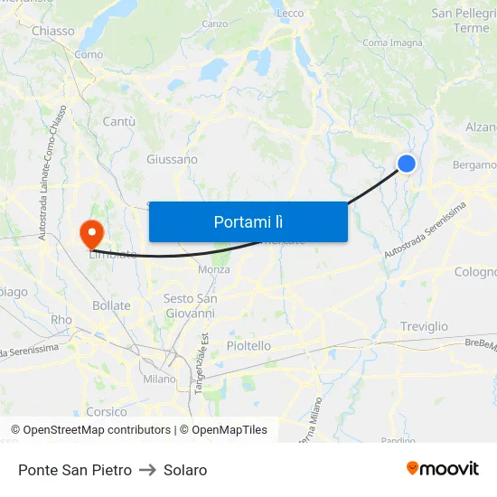 Ponte San Pietro to Solaro map