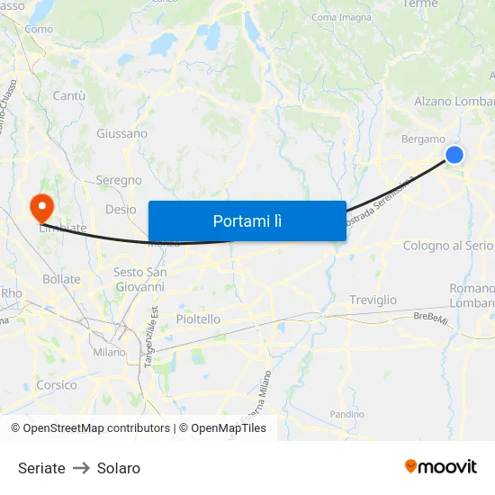 Seriate to Solaro map