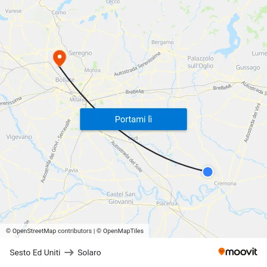 Sesto Ed Uniti to Solaro map