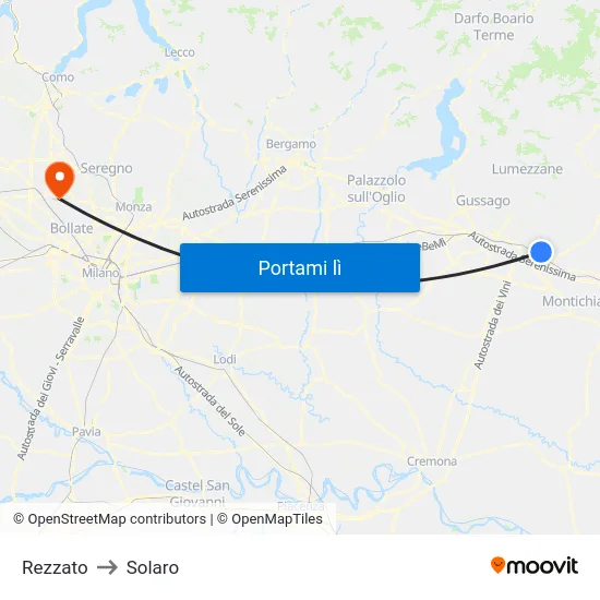 Rezzato to Solaro map