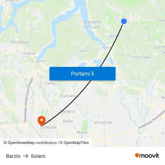 Barzio to Solaro map